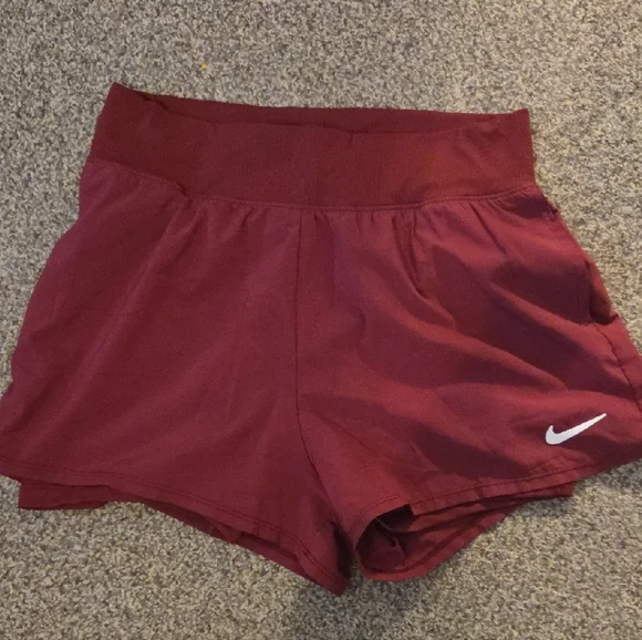 Nike Women's Burgundy Athletic Shorts - Picture 1 of 8